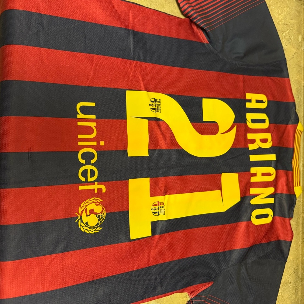 Men's Red and Blue Striped Soccer Jersey